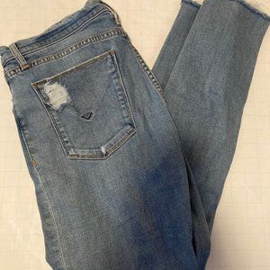 Hudson Distressed High Rise Cropped Skinny Jeans Faded Blue Size 30 EUC